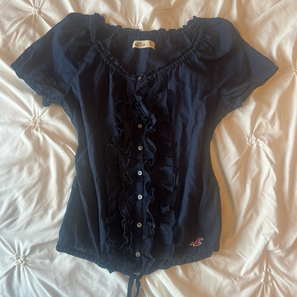 Navy Hollister Button-Up Women's Top
